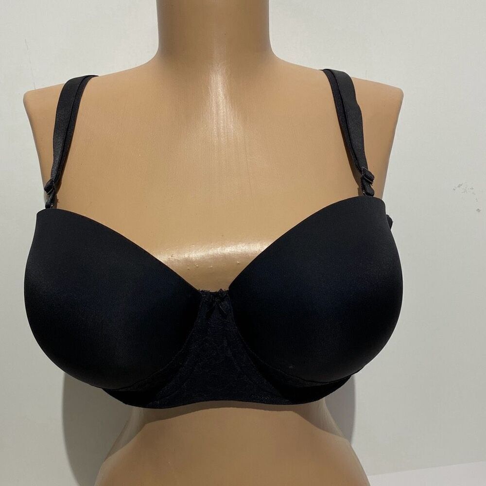 Torrid Women's Black Feel The Fit Lace Trim Underwire Push‎ Up Bra Size 40DD